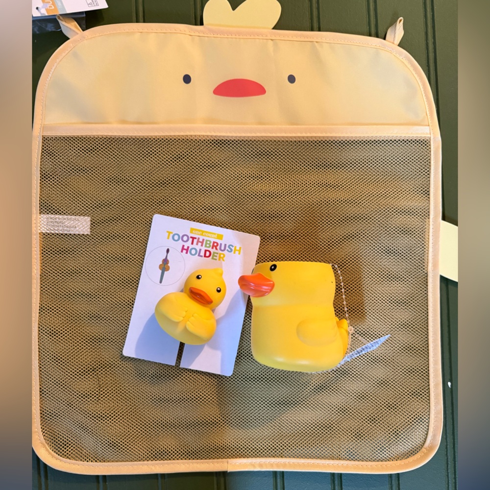 Yellow Duck Toothbrush Holder and toy bath caddy